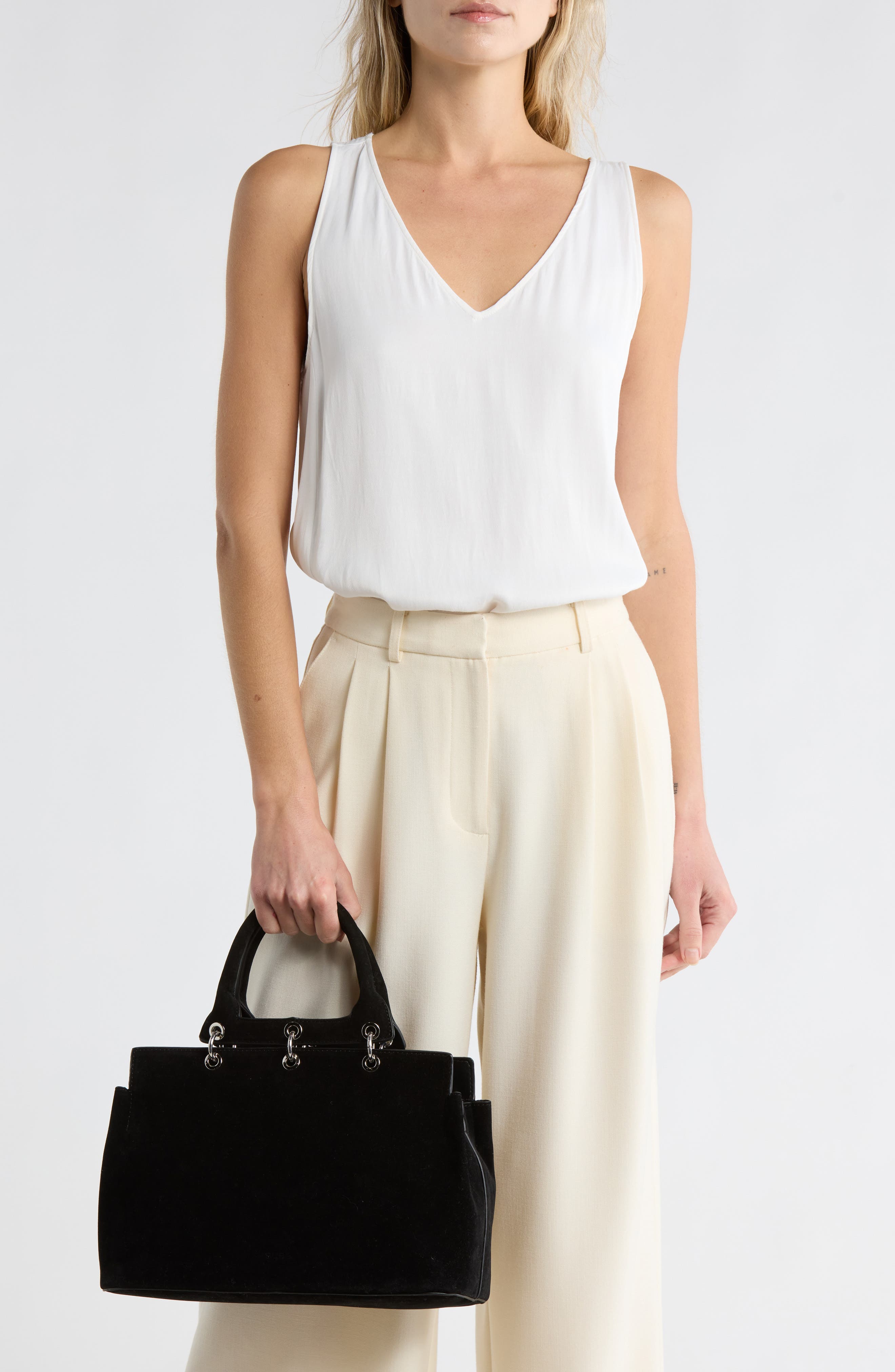 BCBG Grommet Top Handle Crossbody, Alternate, color, Black