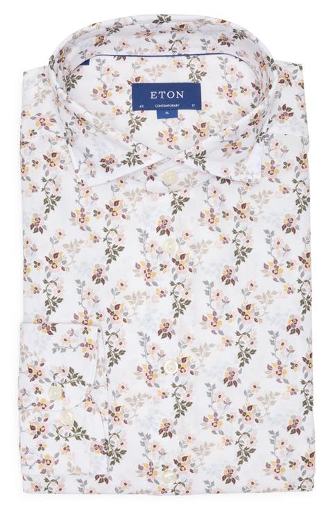 Contemporary Fit Floral Organic Cotton & Lyocell Dress Shirt
