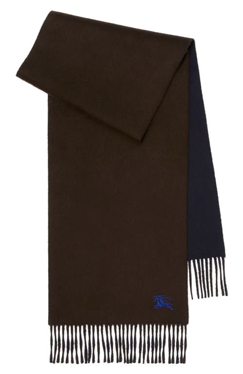 Burberry Reversible Ekd Embroidered Cashmere Scarf In Brown