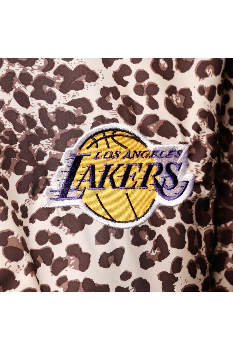 Women's DKNY Sport Leopard Los Angeles Lakers Gabriella Windbreaker Half-Zip Hoodie, Alternate, color, Leopard
