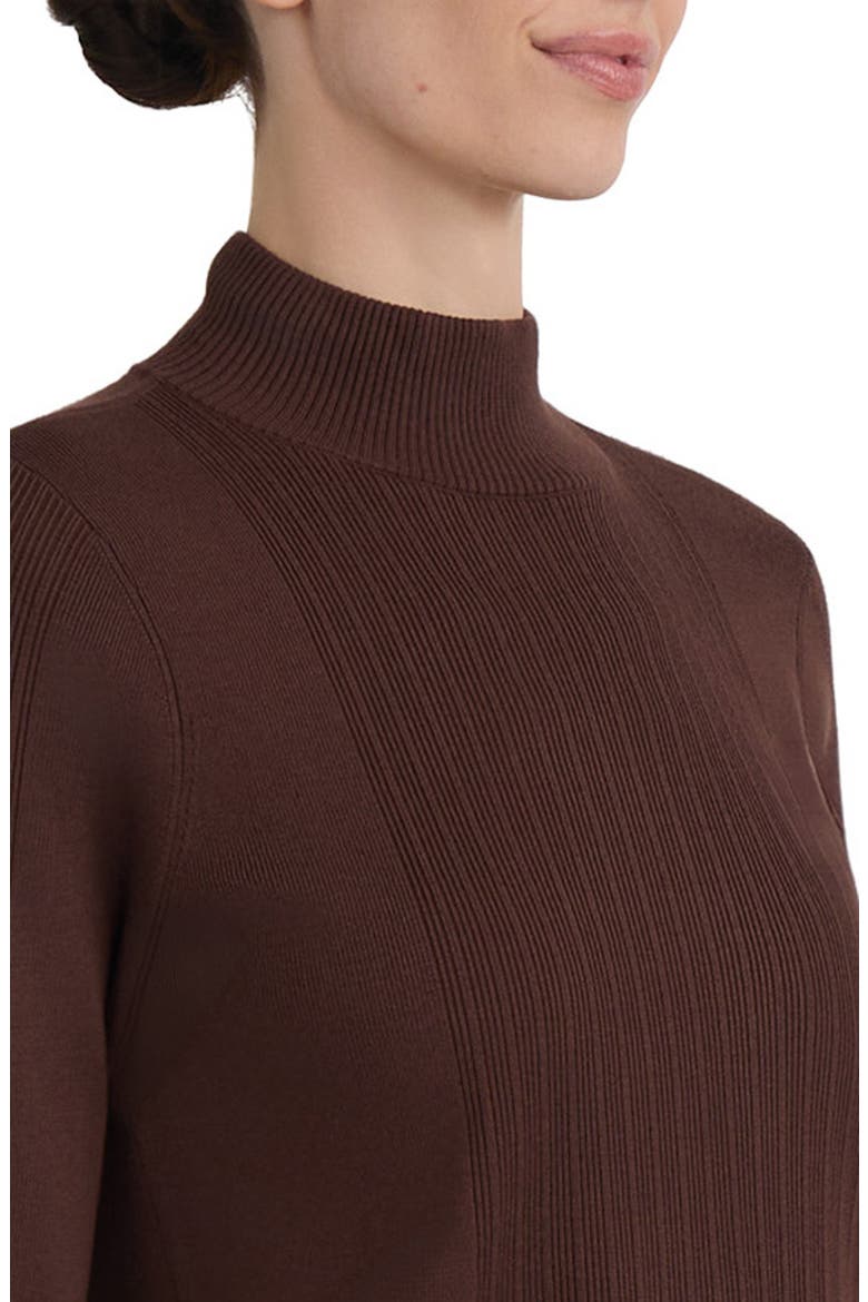 Mock Neck Placed Rib Sweater, Alternate, color, COFFEE BEAN