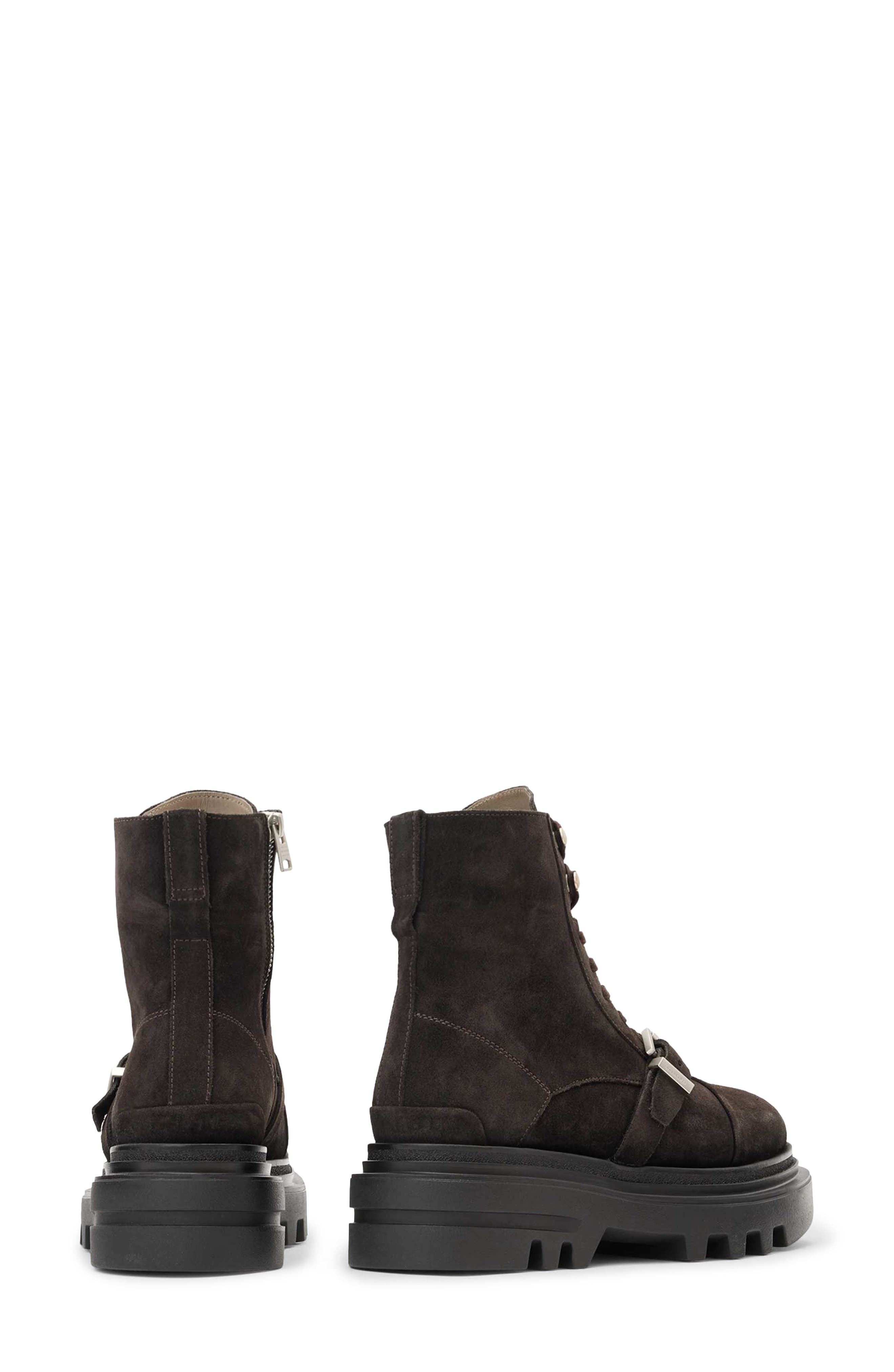 AllSaints Astrid Lugged Suede Boot, Alternate, color, Bitter Brown