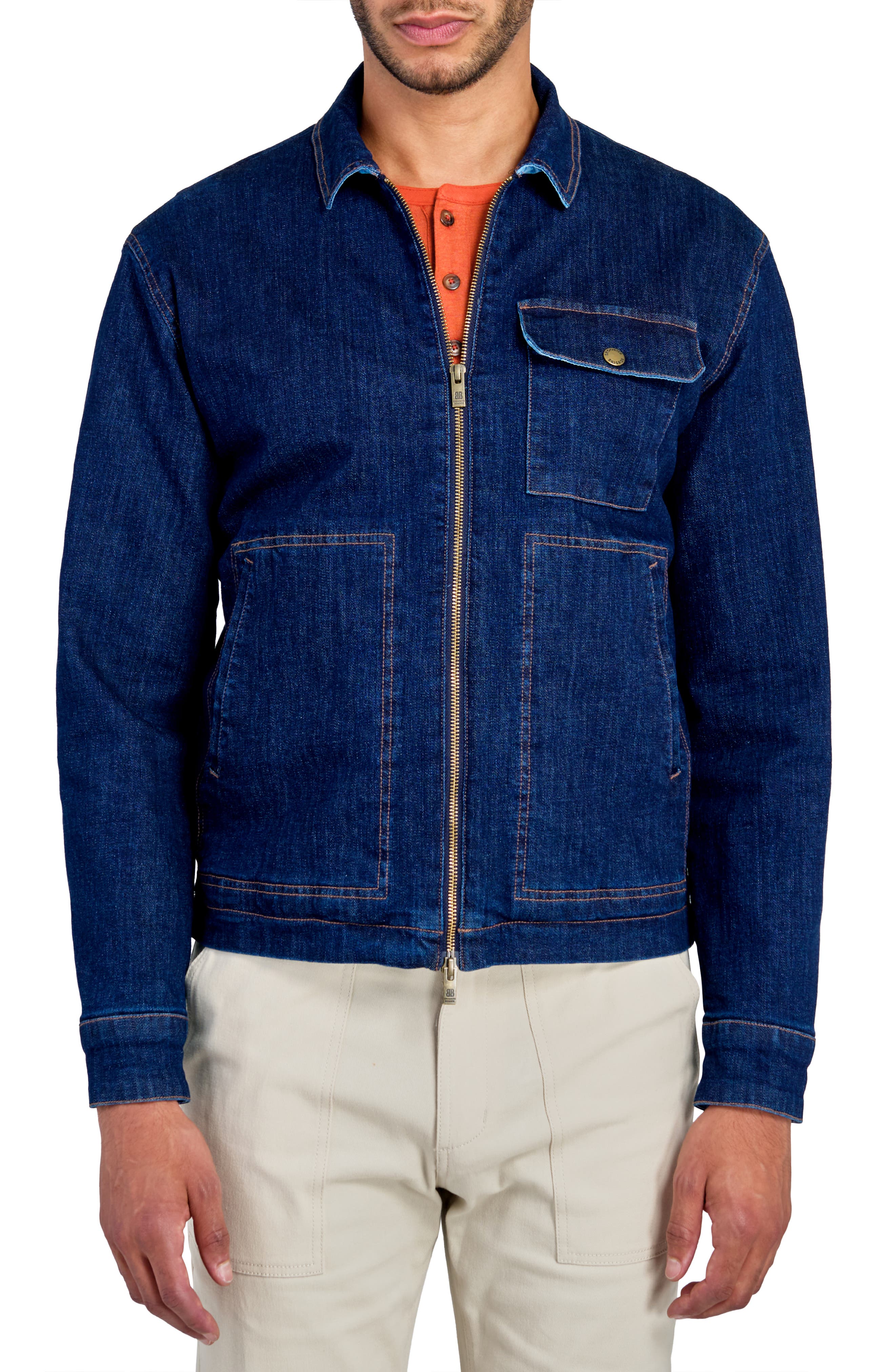 Slim Fit Denim Stretch Utility Work Jacket