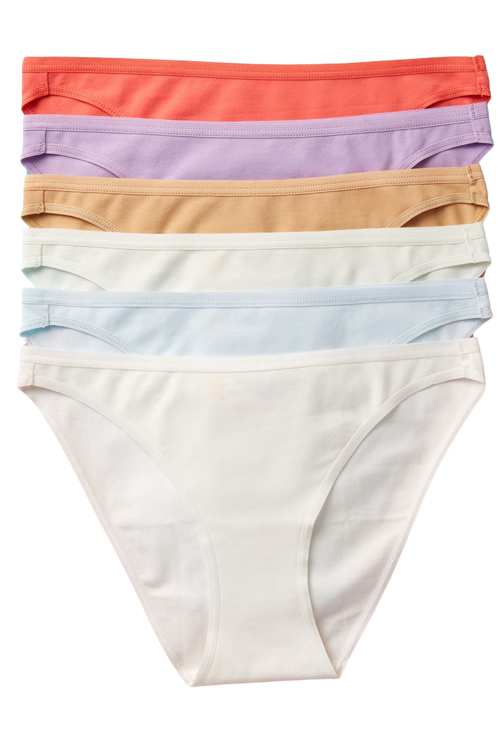 Yellowberry Petal Pima Cotton Bikini Underwear 6pk In Soft Seas