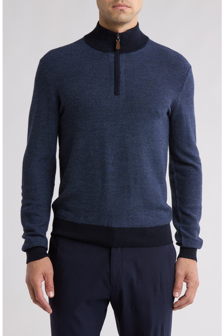 Feeder Stripe Piqué Sweater, Main, color, NAVY