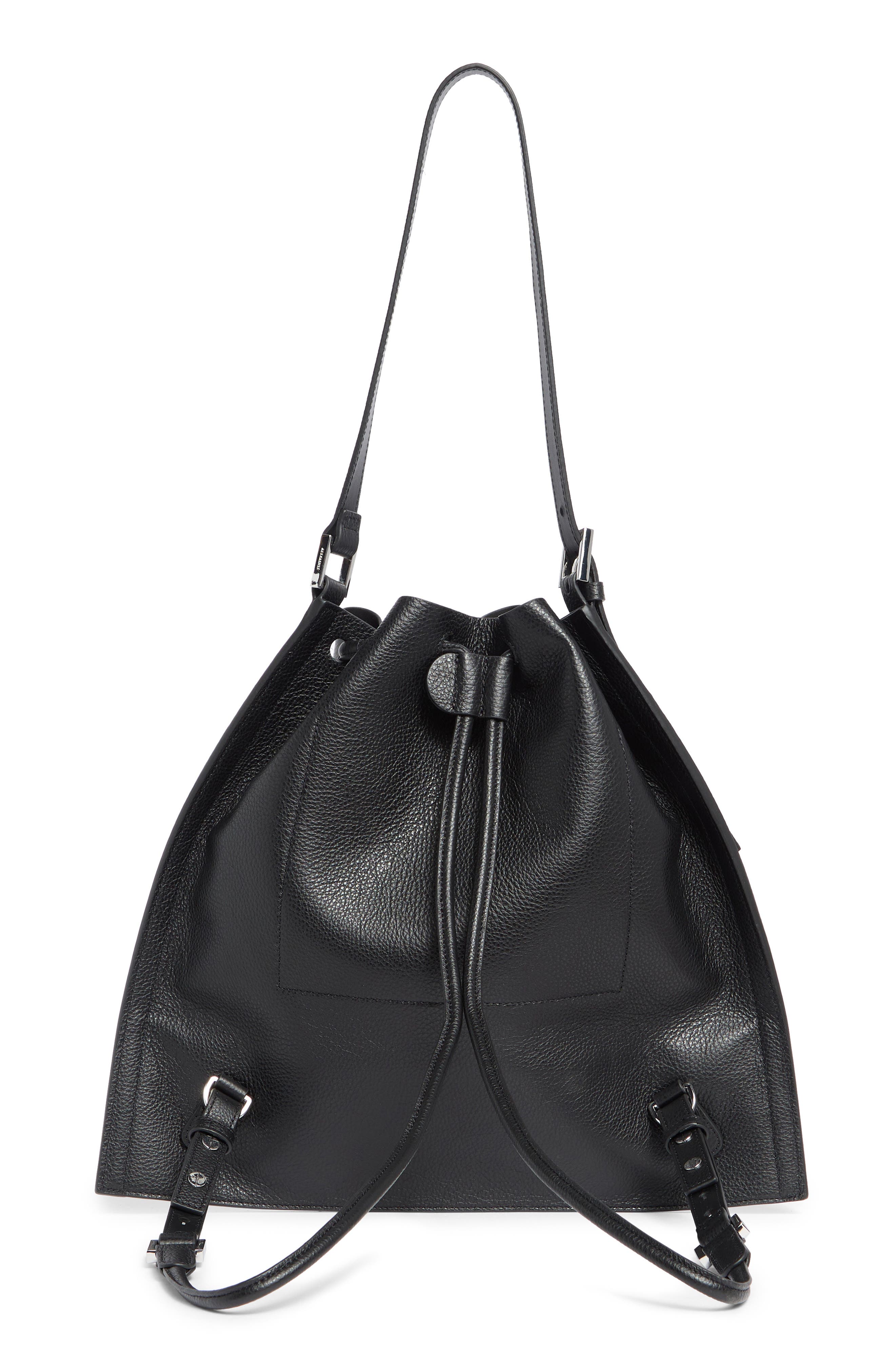 AllSaints Alpha Convertible Leather Backpack, Alternate, color, Black