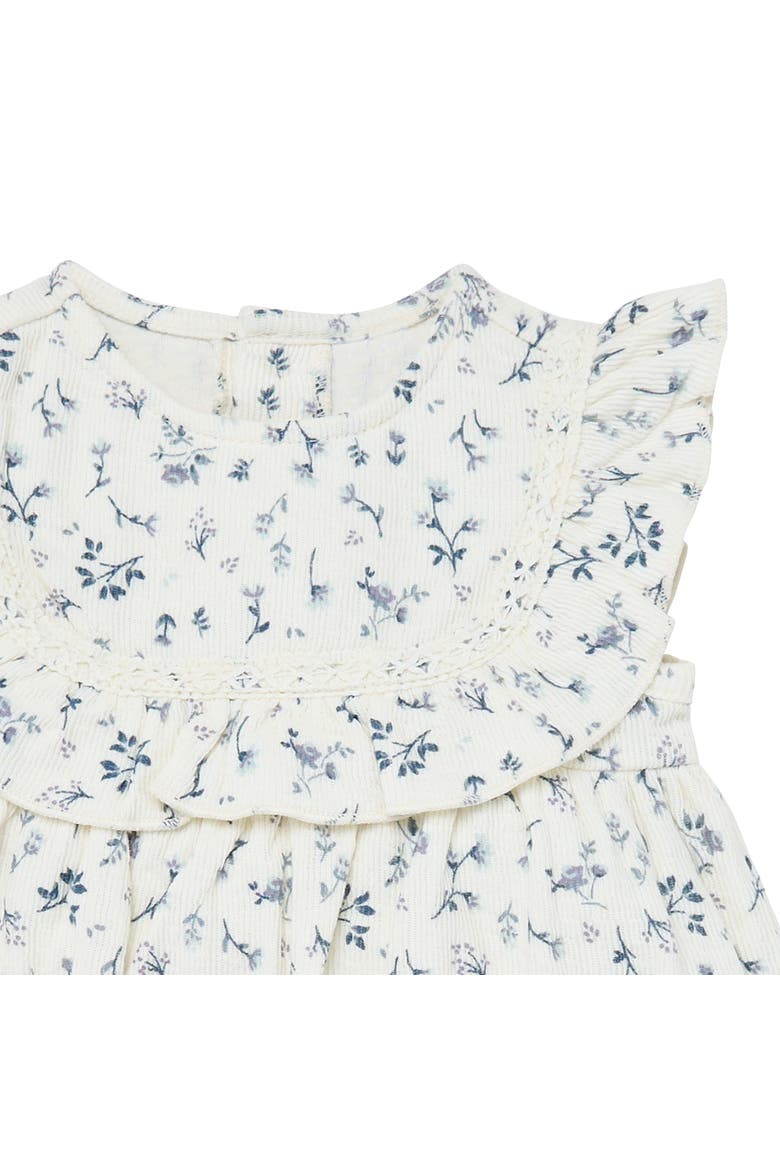 Ruffle Bubble Romper, Alternate, color, Ivory Blue Ditsy
