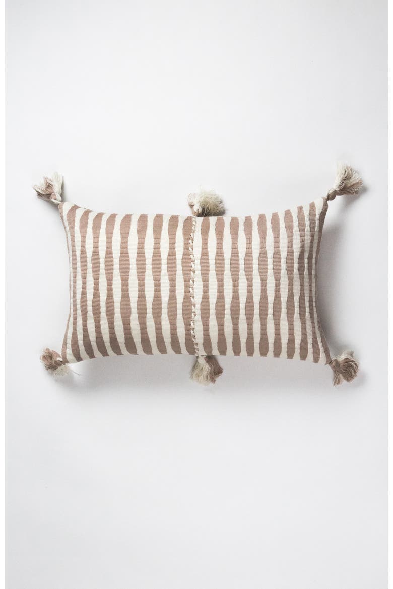 Antigua Classic Striped Handwoven Cotton Throw Pillow, Main, color, Tan