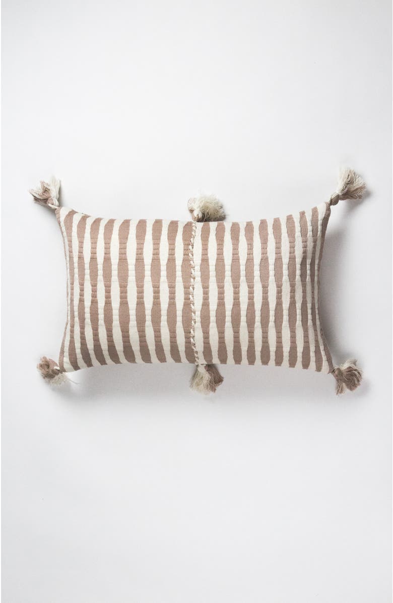 Archive New York Antigua Classic Striped Handwoven Cotton Throw Pillow, Main, color, Tan