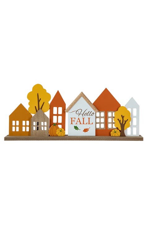 Fall Wooden House Table Decor