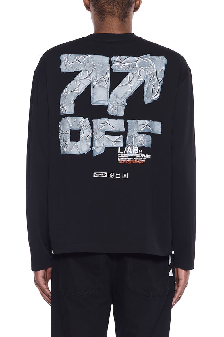 Off Active Tape Appliqué Long Sleeve Graphic T-Shirt, Alternate, color, BLACK