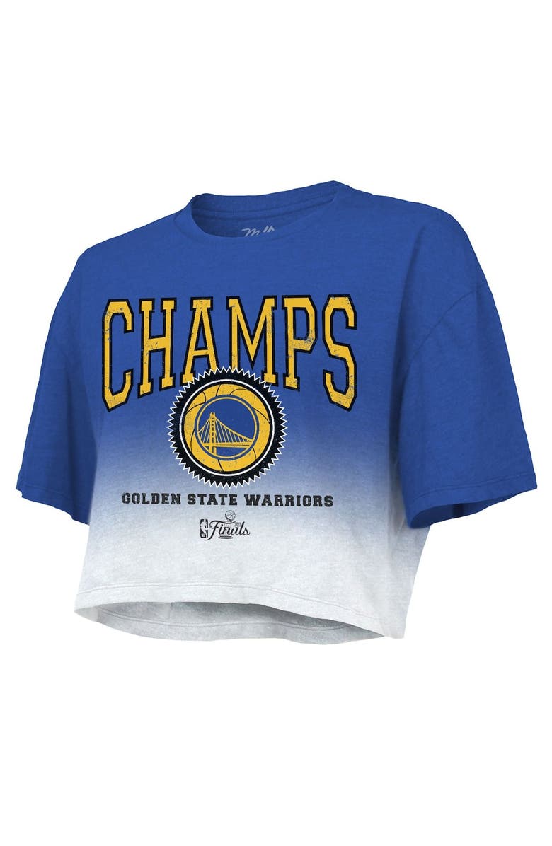Majestic Threads Women's Majestic Threads Royal Golden State Warriors 2022 NBA Finals Champions Dip Dye Boxy Crop T-Shirt, Alternate, color, 