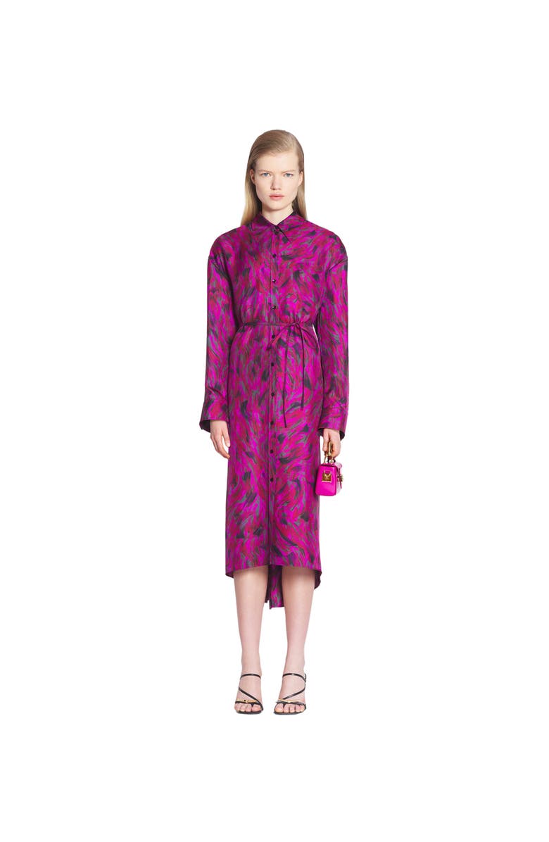 Lanvin PRINTED SHIRT DRESS WITH PLEATS, Main, color, 