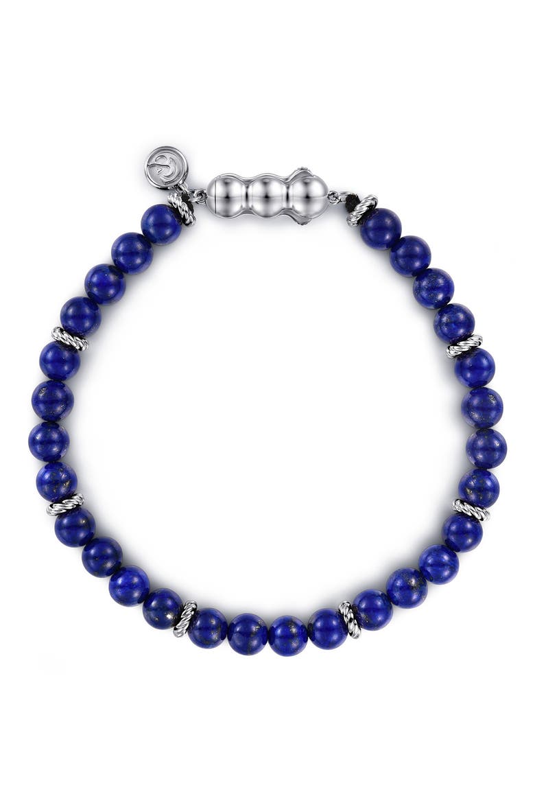 Bujukan Lapis Lazuli Bead Bracelet, Main, color, STERLING SILVER/ LAPIS