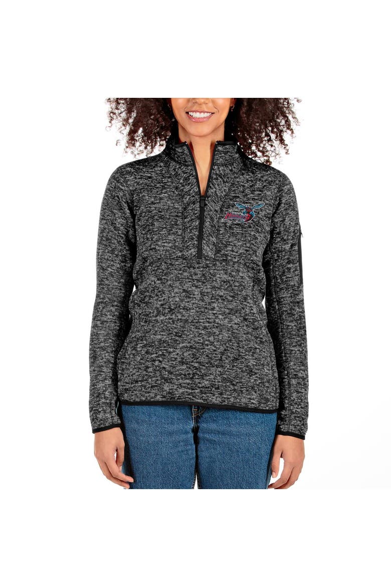 Women's Antigua Black Delaware State Hornets Fortune Half-Zip Pullover Jacket, Alternate, color, Black