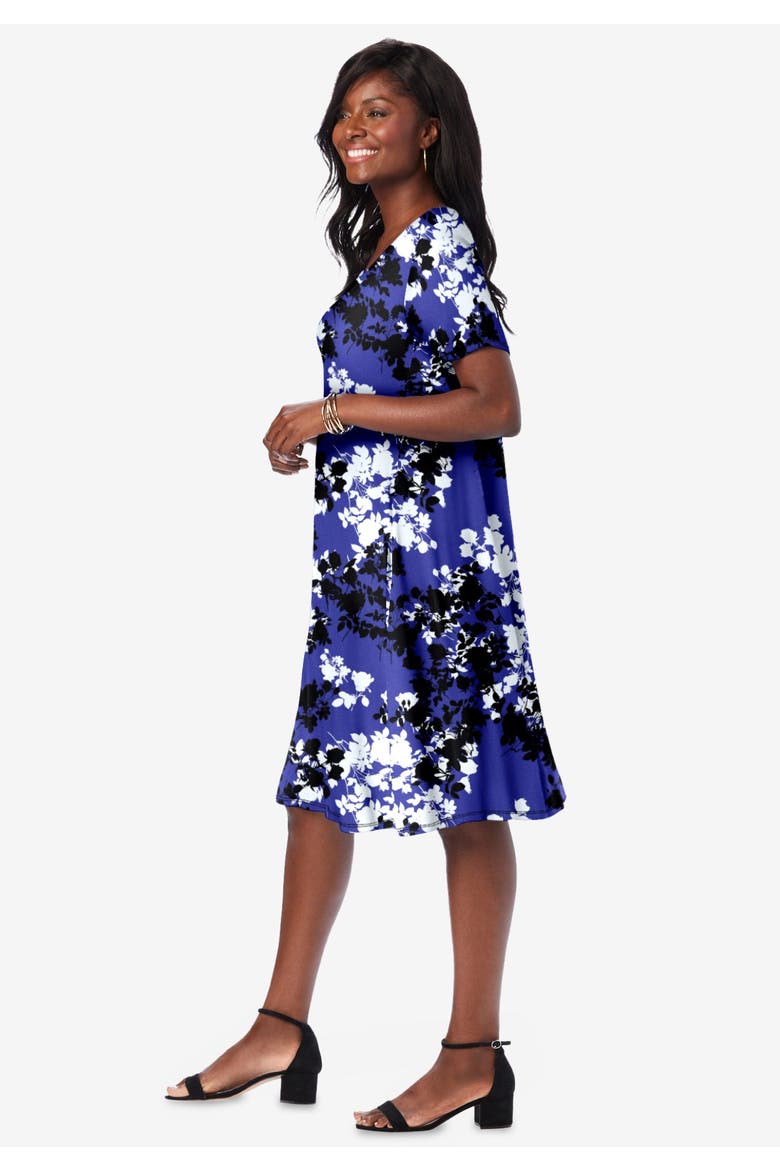 Stretch Knit A-Line Dress, Alternate, color, PINK ORANGE PAISLEY