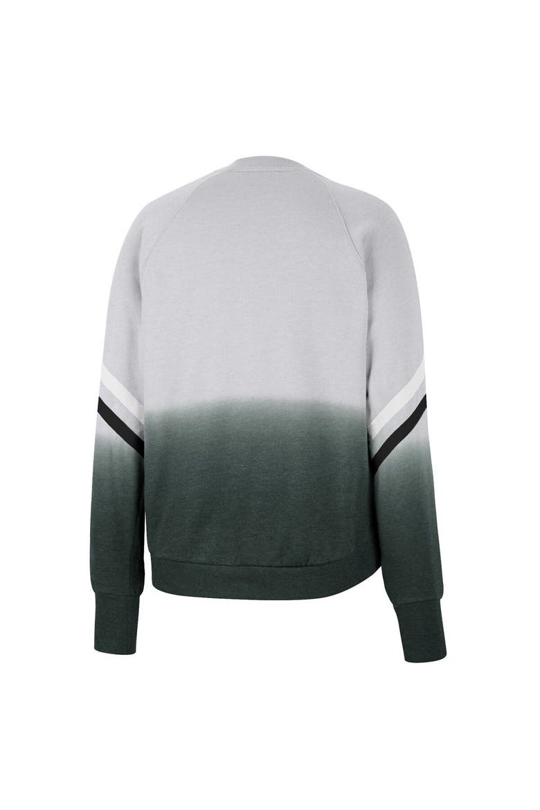 Women's Colosseum Gray Michigan State Spartans Cue Cards Dip-Dye Raglan Pullover Sweatshirt, Alternate, color, Gray