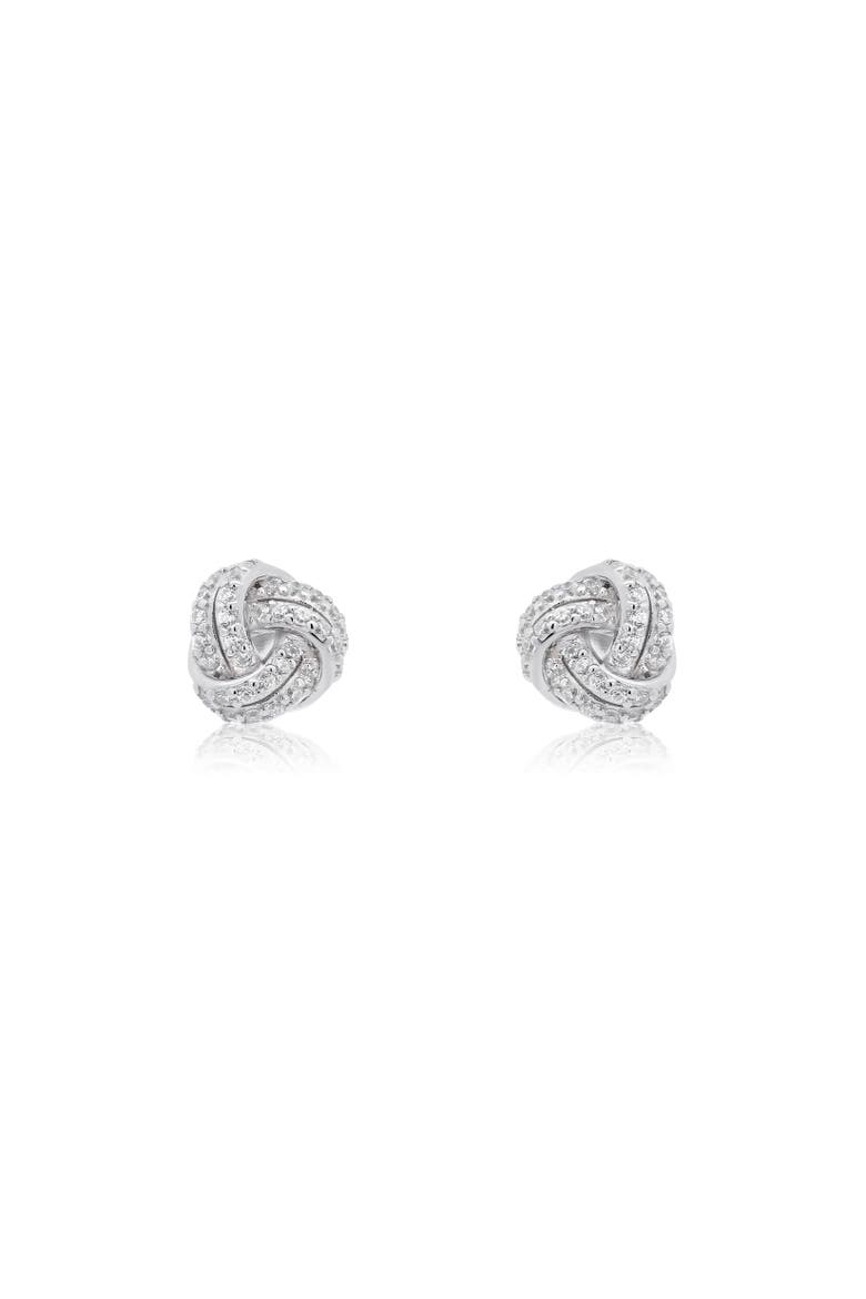 CZ Knot Stud Earrings, Alternate, color, Sterling Silver