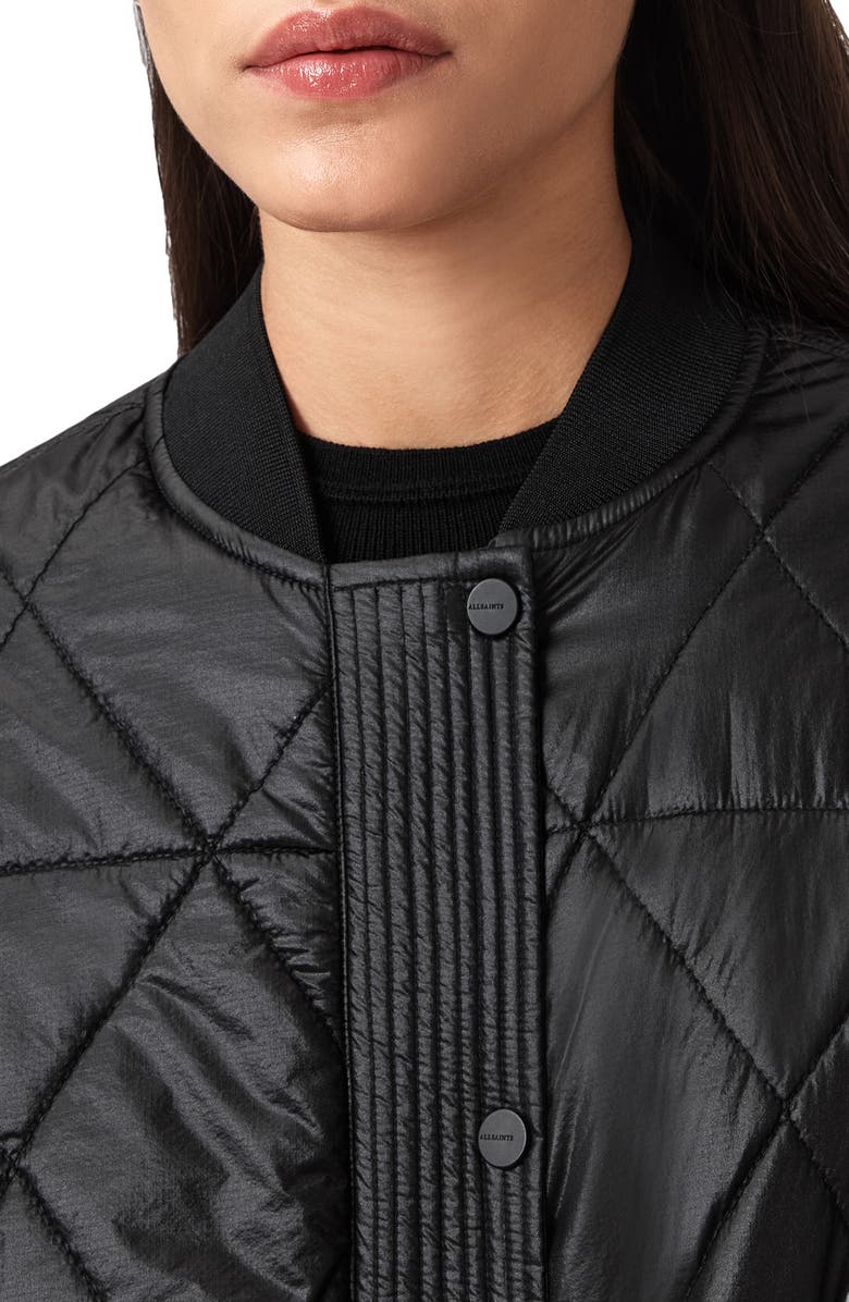 AllSaints Alii Quilted Bomber Jacket, Alternate, color, Black