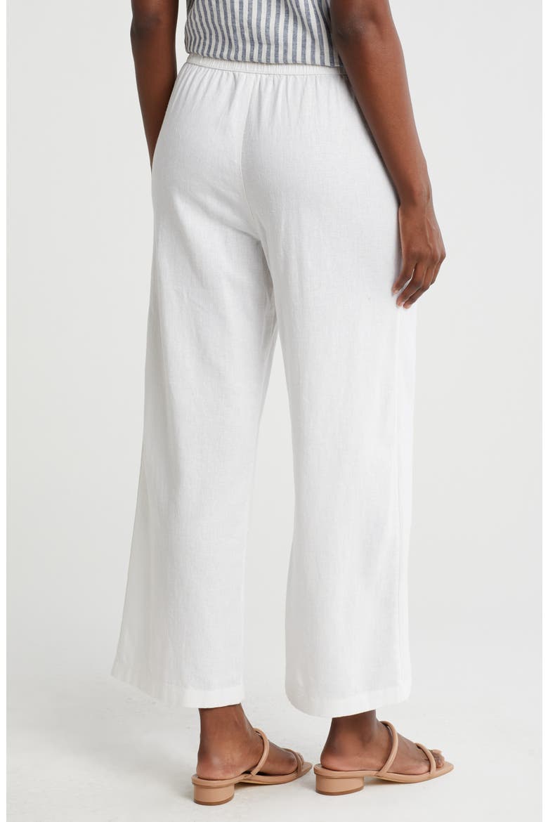 Pull-On Crop Wide Leg Linen Blend Pants, Alternate, color, WHITE