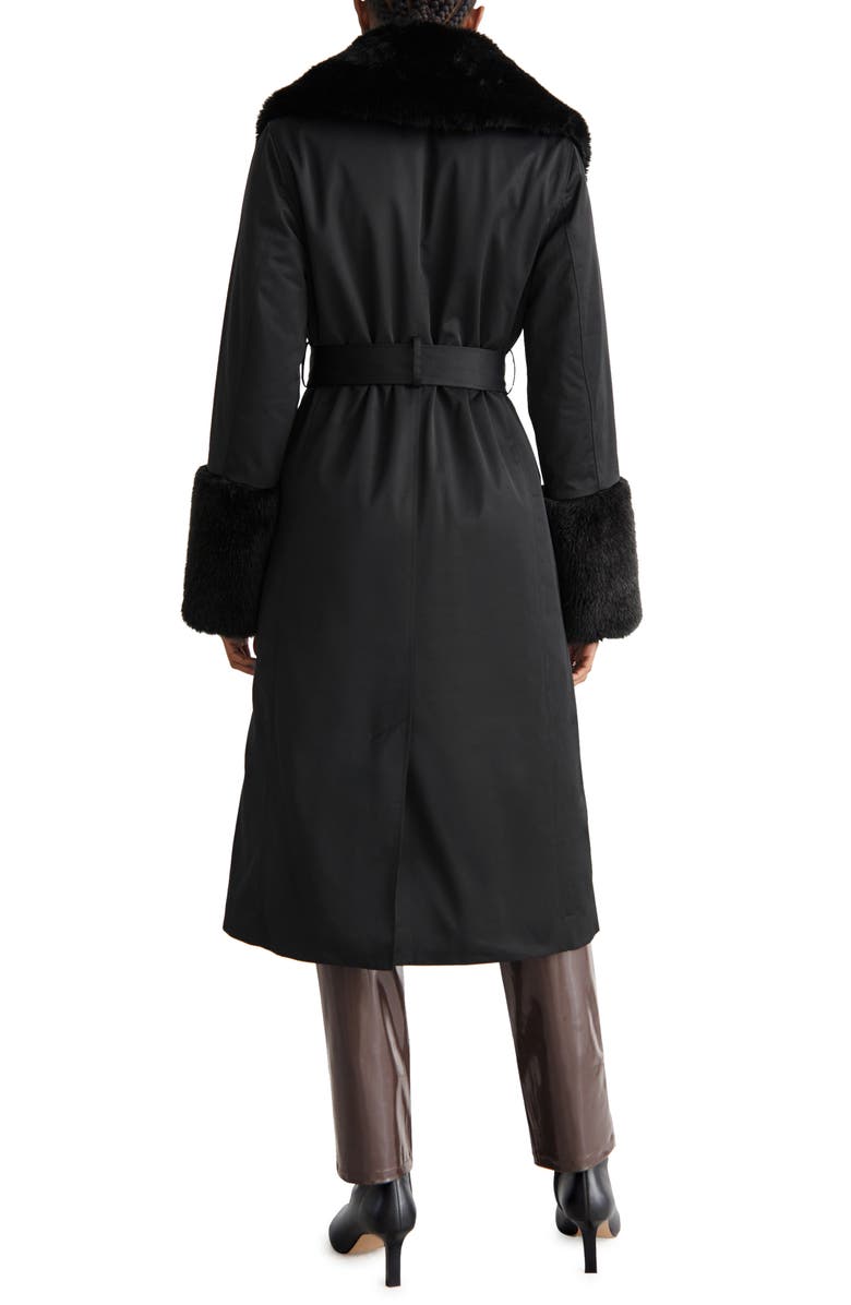 & Other Stories Faux Fur Trim Wrap Coat, Alternate, color, 