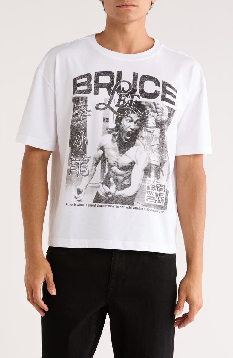 The Forecast Agency Bruce Lee Poster Cotton Graphic T-Shirt, Main, color, Marshmallow