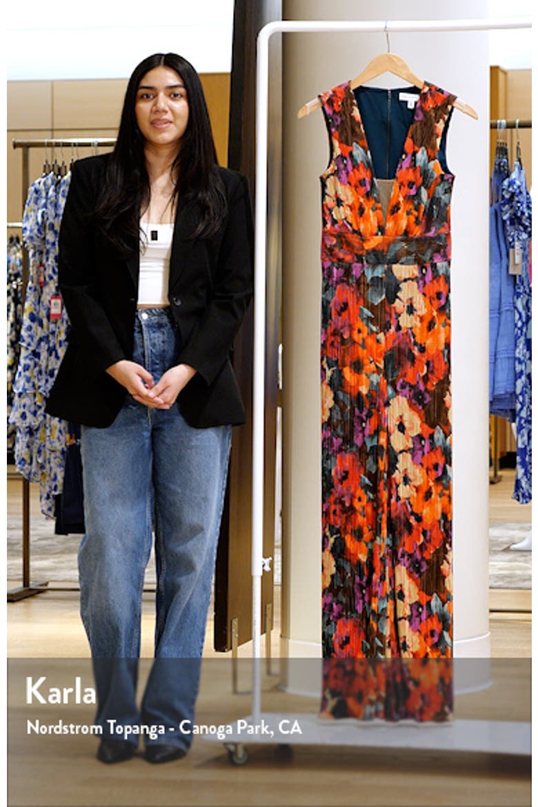 Hunter Floral Print Plissé Sleeveless Jumpsuit video