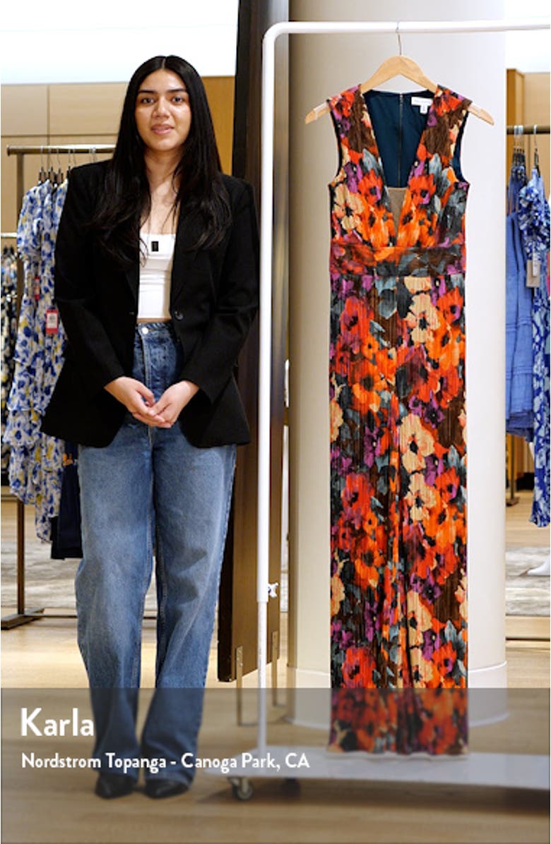 Hunter Floral Print Plissé Sleeveless Jumpsuit, sales video thumbnail