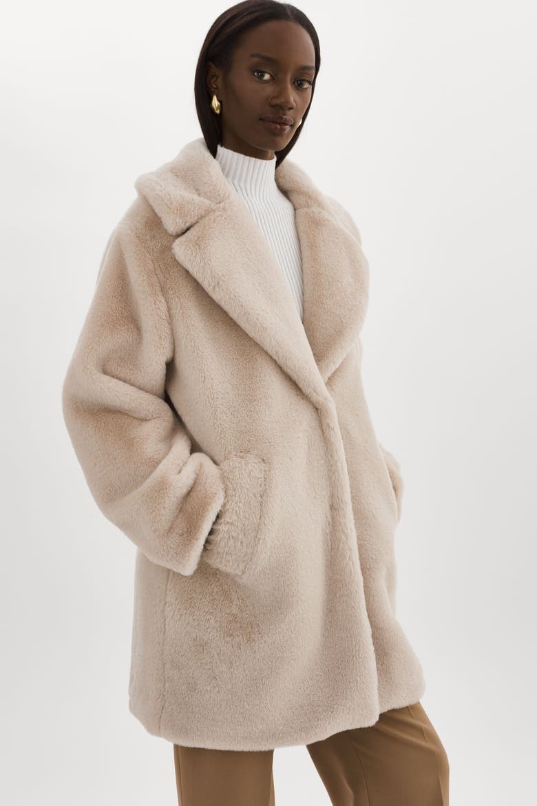 LINNEA | Faux Fur Coat, Alternate, color, Oat