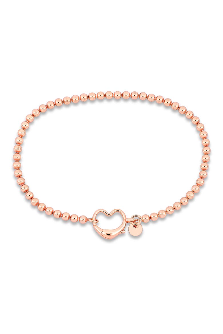 Beaded Heart Clasp Bracelet, Main, color, ROSE