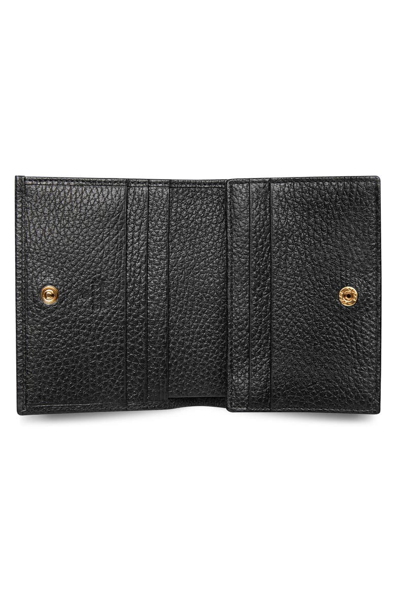 Petite Leather Card Case, Alternate, color, NERO/ NERO