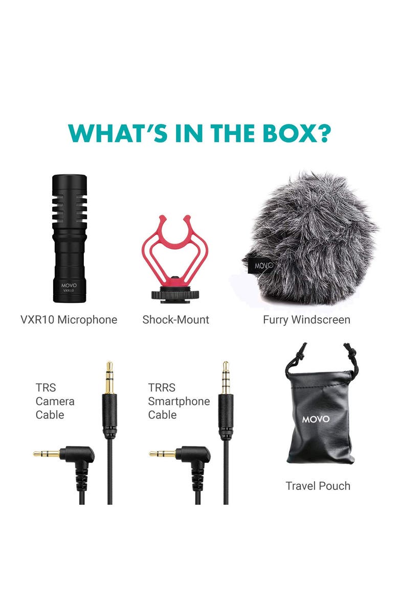 MOVO VXR10 Universal Camera Shotgun Microphone for Video Recording, Alternate, color, Black