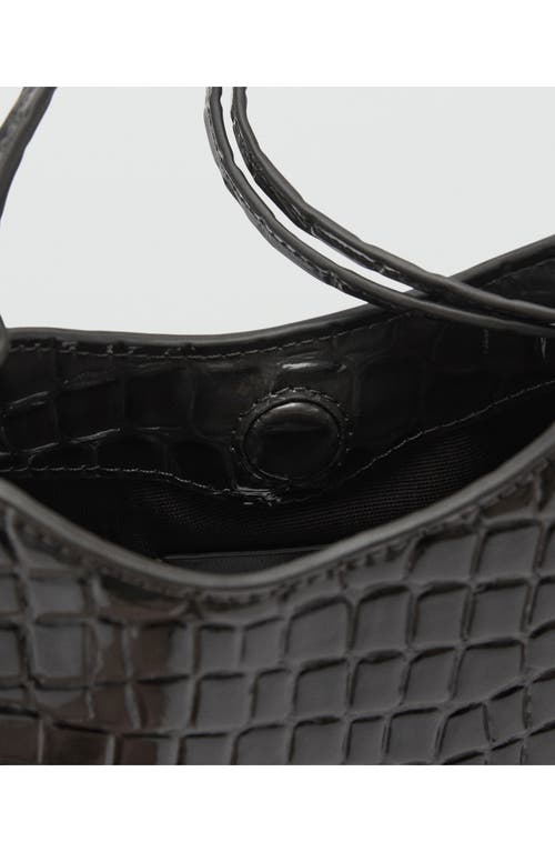Mango Croc Embossed Faux Leather Shoulder Bag In Grey