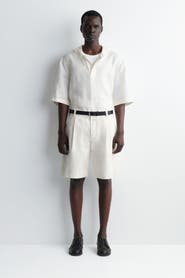 COS Pleated Denim-herringbone Shorts