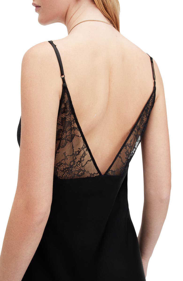 AllSaints Immy Lace & Satin Midi Slipdress, Alternate, color, 