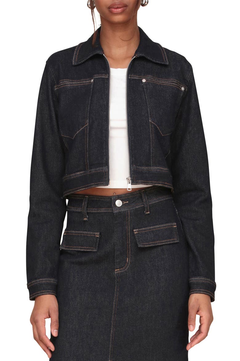 Crop Denim Jacket, Alternate, color, RINSE WASH