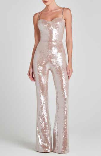 NADINE MERABI Lucinda Sequin Sleeveless Flare Jumpsuit