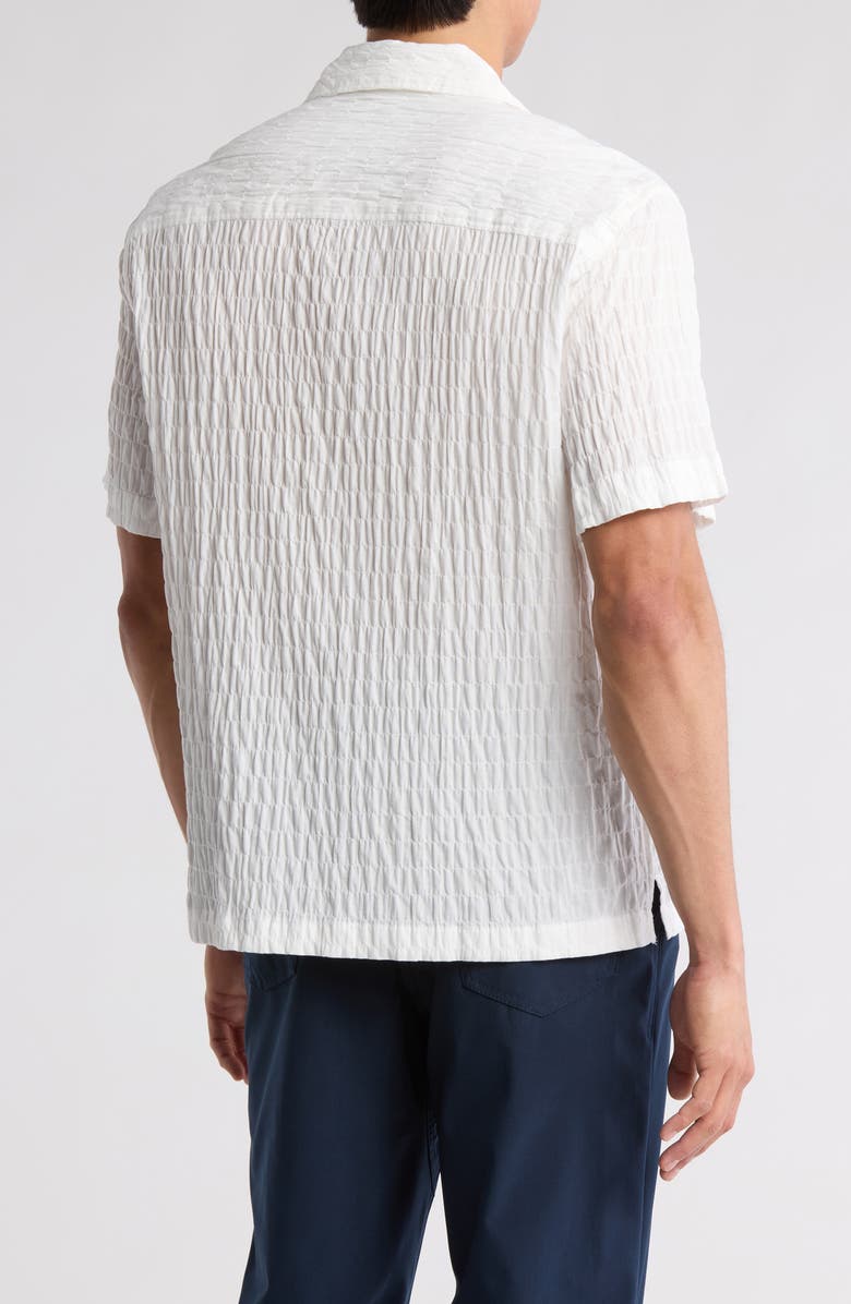 DENIM AND FLOWER Relaxed Fit Textured Camp Shirt, Alternate, color, White