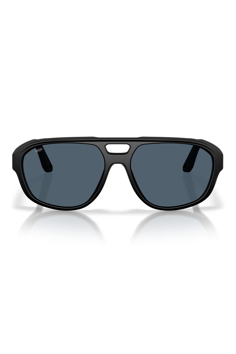 Street Heat 55mm Polarized Rectangular Sunglasses, Main, color, MATTE BLACK/ GREY
