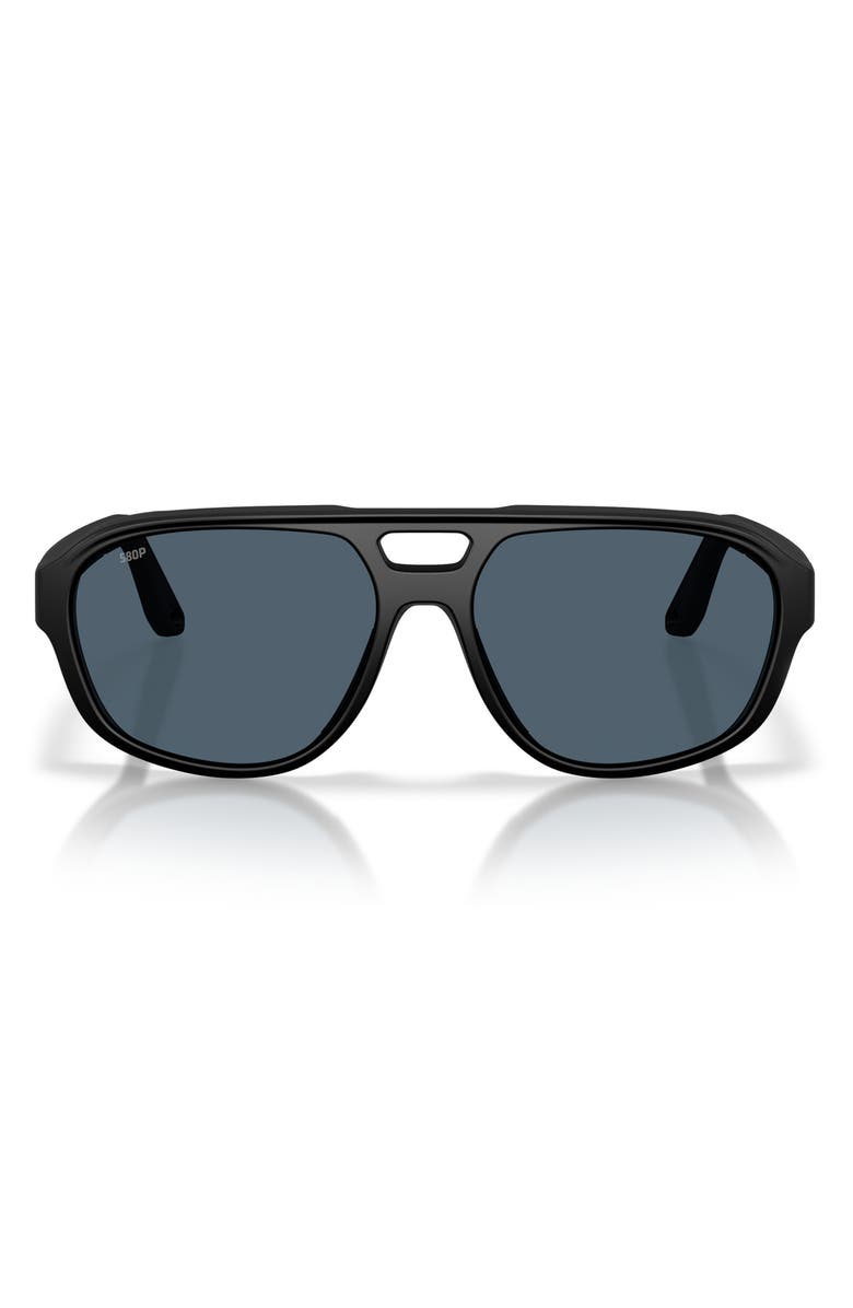 Costa Del Mar Street Heat 55mm Polarized Rectangular Sunglasses, Main, color, Matte Black/ Grey