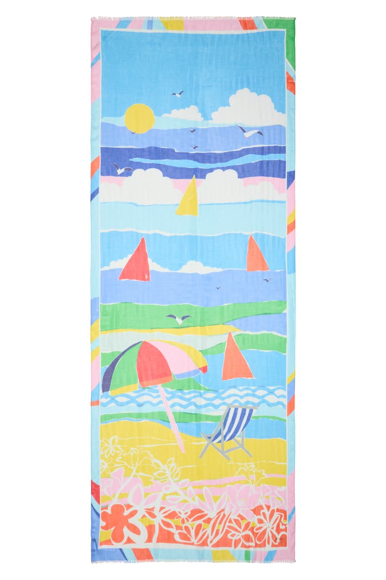 summer day oblong scarf, Alternate, color, BLUE MULTI