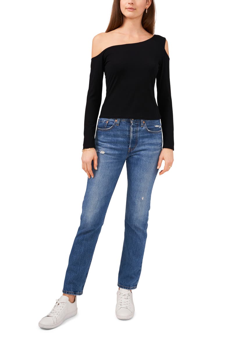 Asymmetric One-Shoulder Top, Alternate, color, RICH BLACK