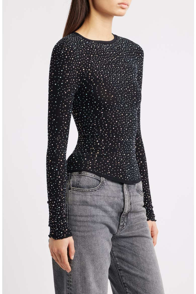 Night Sky Studded Rib Top, Alternate, color, BLACK