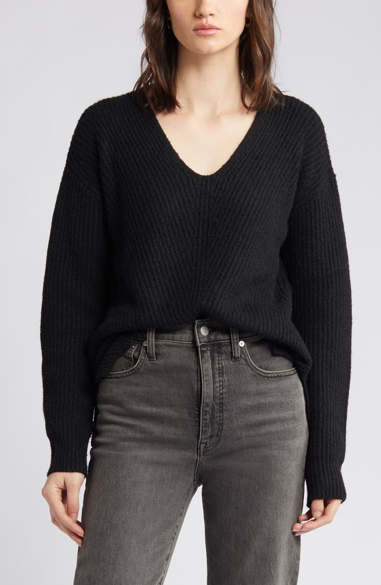 Caslon<sup>®</sup> Directional V-Neck Sweater, Alternate, color,