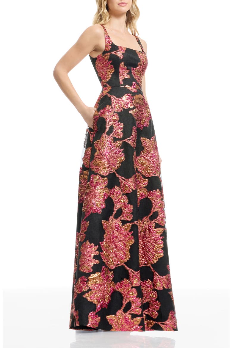 Vienna Jacquard Sleeveless Gown, Alternate, color, FUCHSIA MULTI