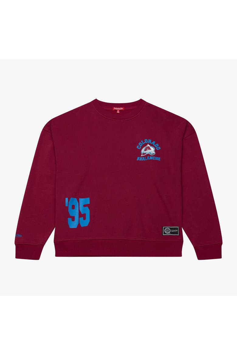 Women's Mitchell & Ness  Maroon Colorado Avalanche Crewneck Sweatshirt, Main, color, Maroon