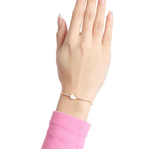 Hello Kitty Sally Rose 925 Yg Plt Cz  Lariat Bracelet In Gold