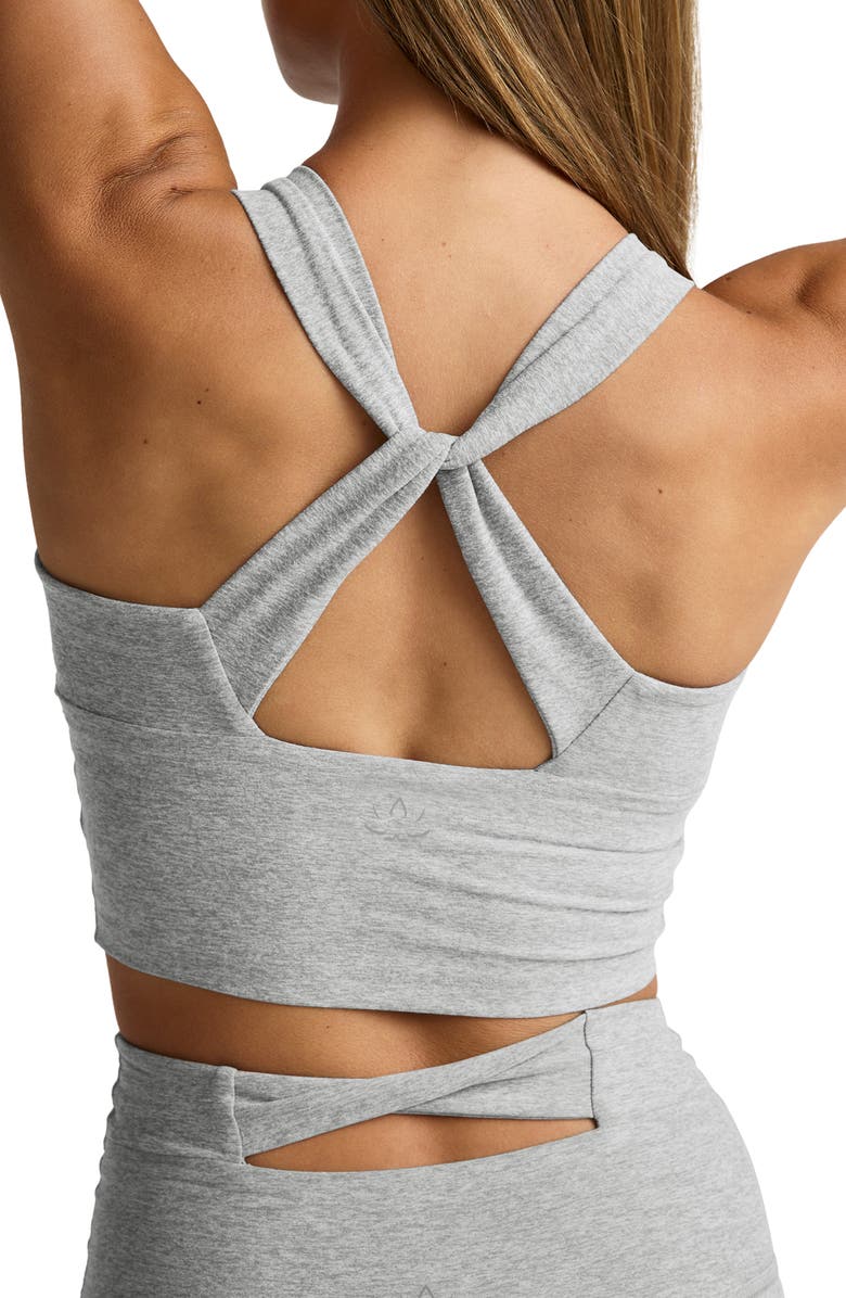 Beyond Yoga Twist Through Crop Tank, Alternate, color, Silver Mist