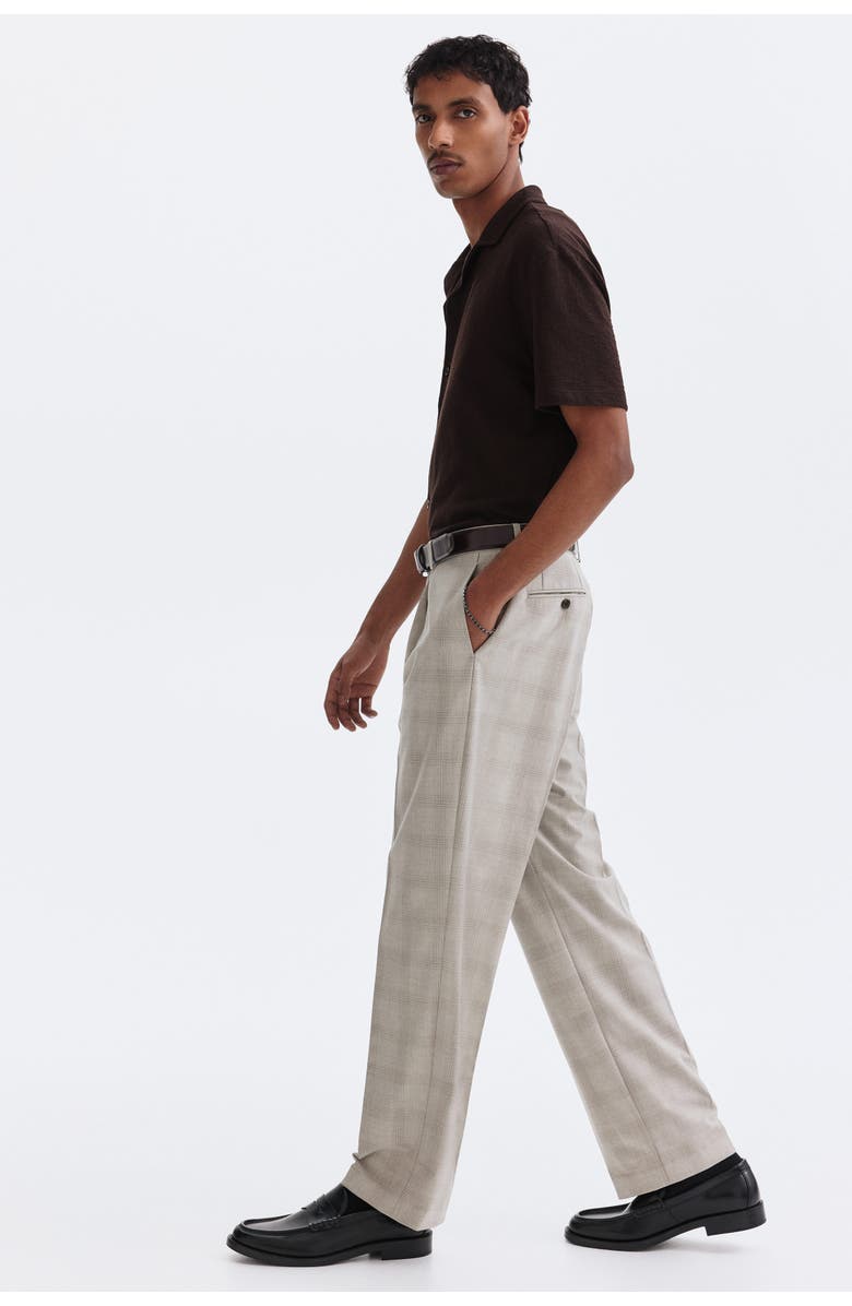 H&M Regular-fit tailored pants, Alternate, color, Beige/Checked
