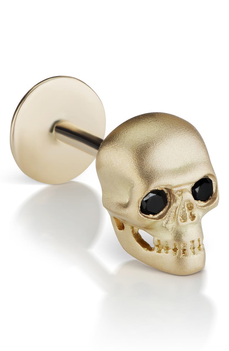 MARIA TASH Black Diamond Matte Skull Threaded Stud Earring, Main, color,